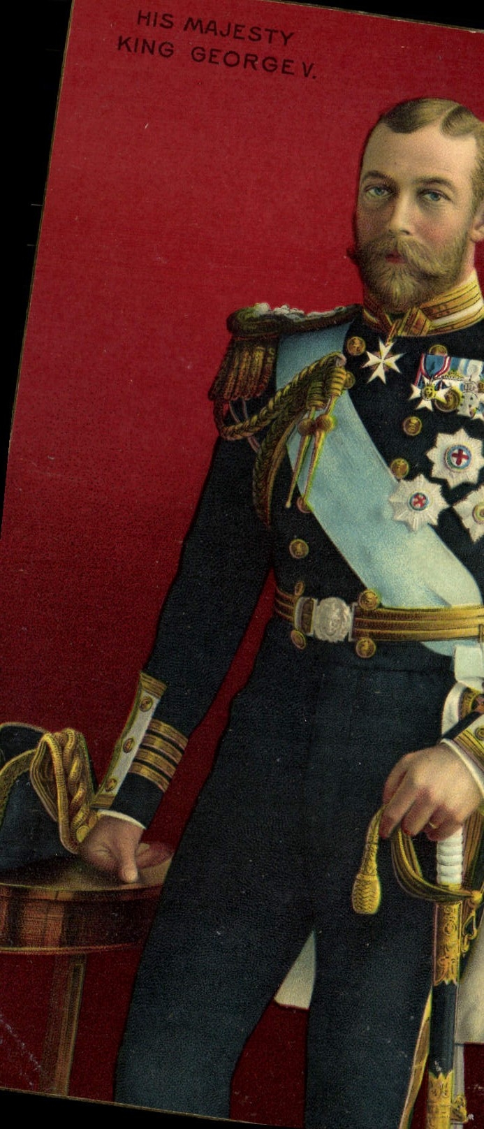 Son Altesse Royale le Roi George V — portrait en uniforme — éditeur Stengel & Co., Dresde