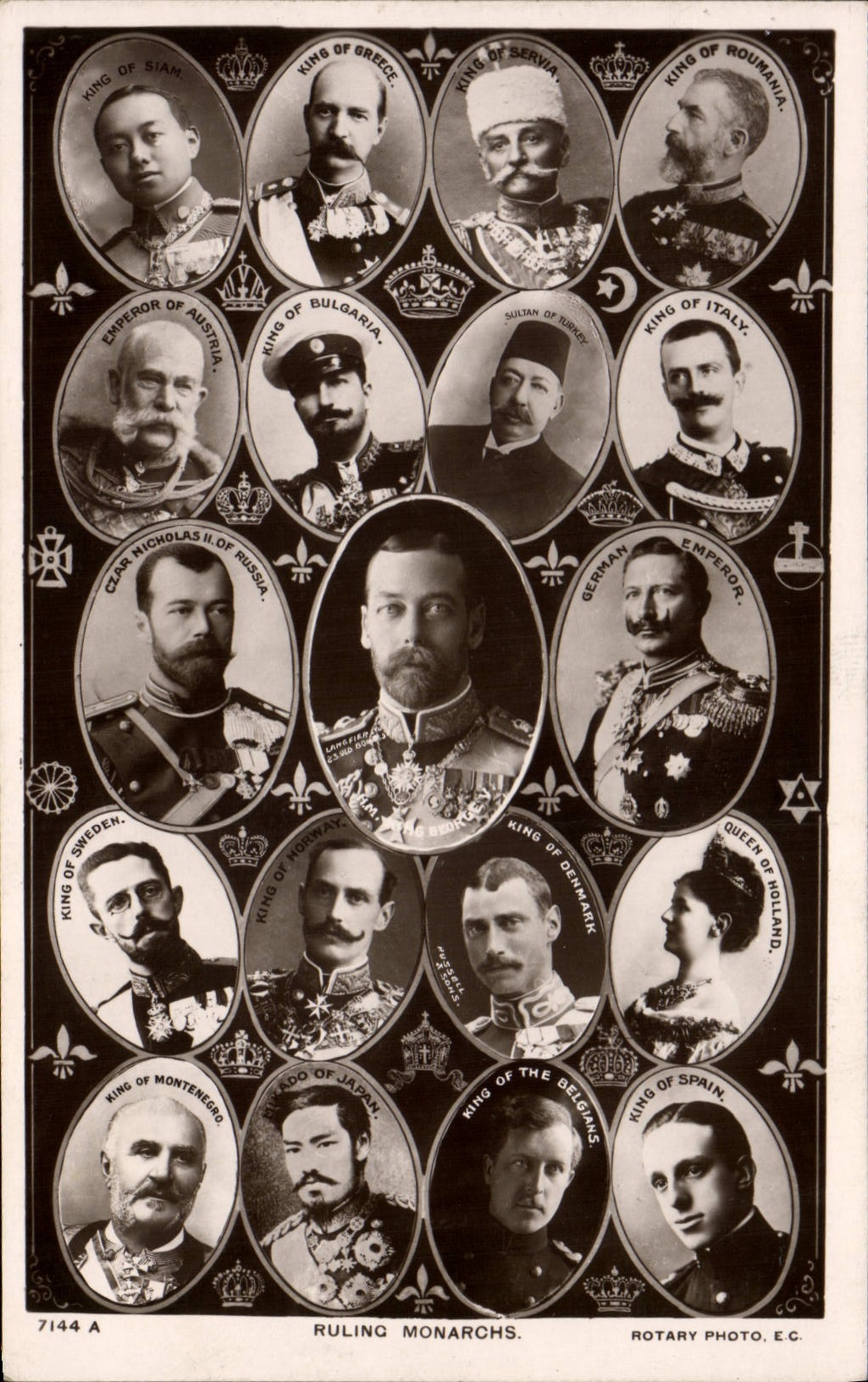 Règnes Monarchiques — 15 portraits de souverains — Rotary Photo, E.G. - Anverso