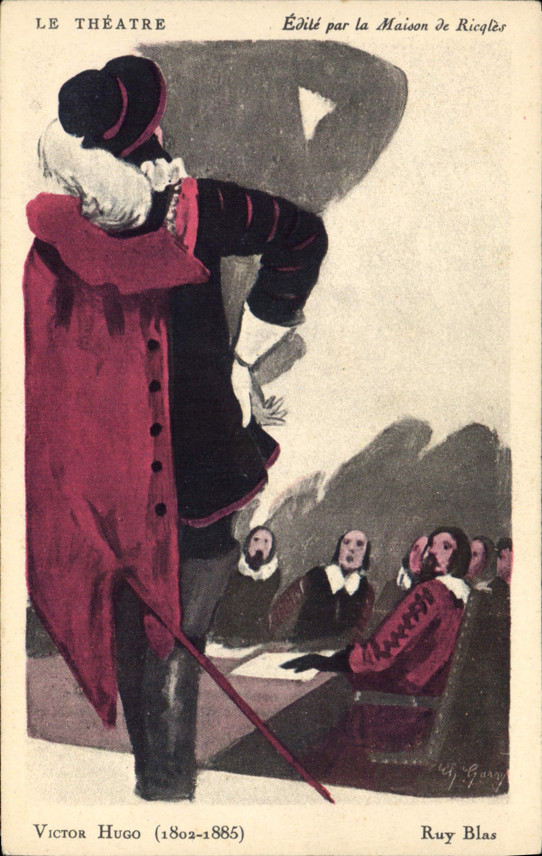 CPA Fantaisie Illustrateur Le theatre Victor Hugo Ruy Blas Ricqles