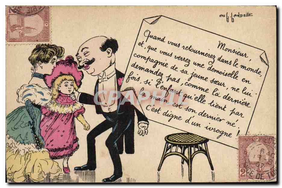 CPA Fantaisie Illustrateur Femme Tunisie Enfant 