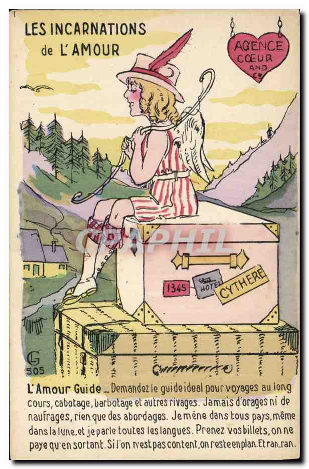 CPA Fantaisie Illustrateur Les incarnations de l'amour Ange Agence Coeur 