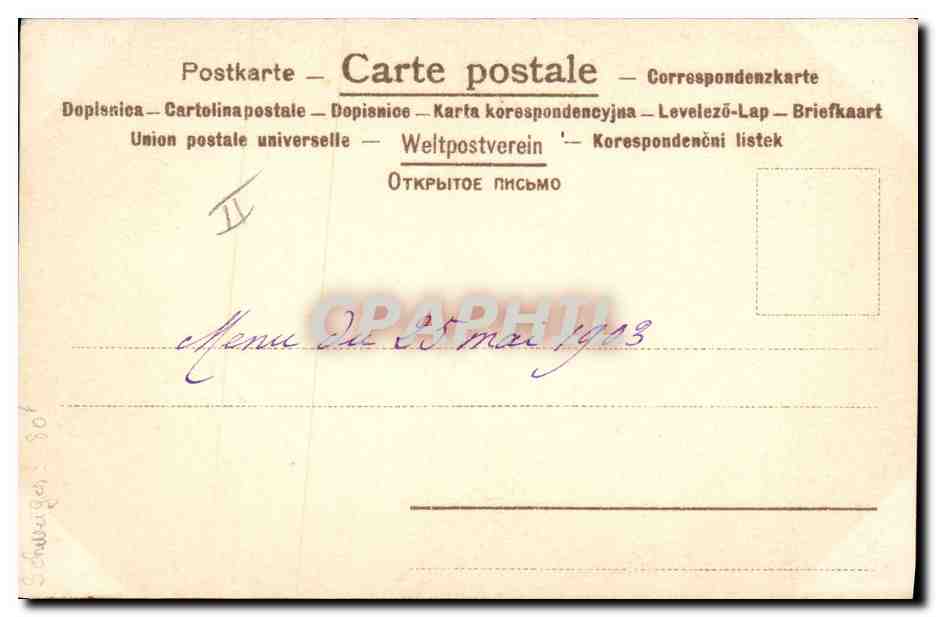 Junge Frau mit geschmücktem Hut — Menü aus dem Hof von Edward VII — anonymer Verlag, Seriennummer nicht sichtbar — Rückseite