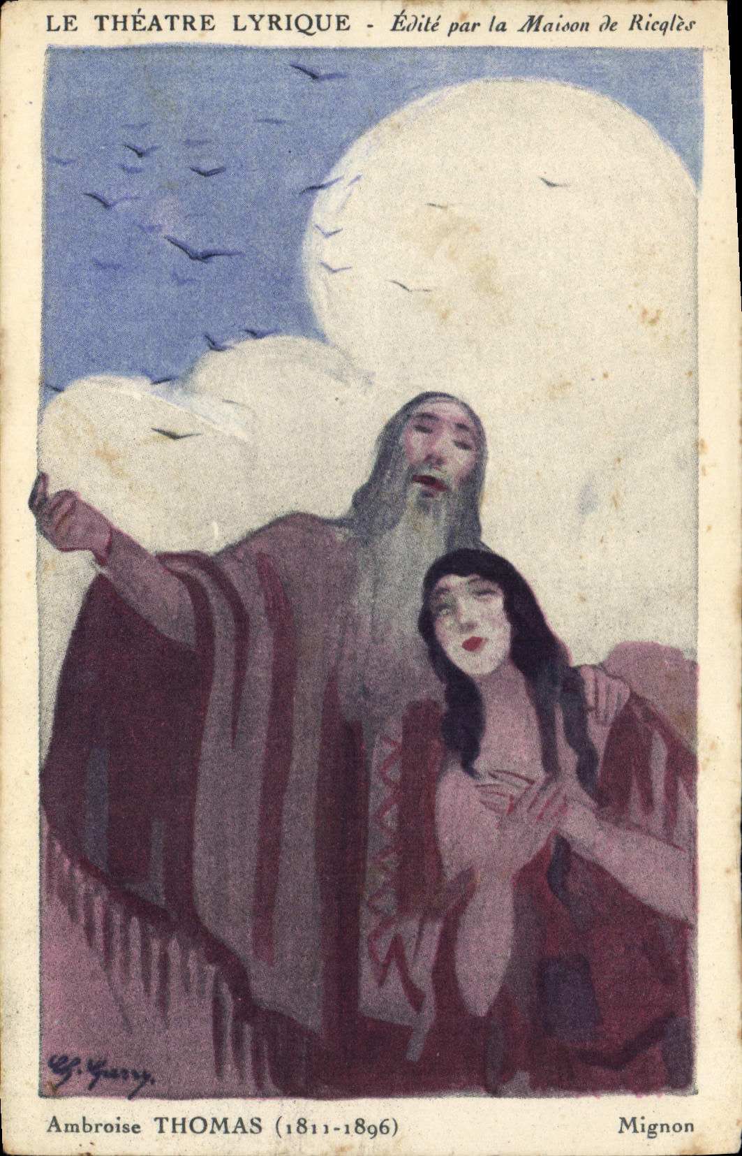 CPA Fantaisie Illustrateur Le theatre lyrique Ricqles Ambroise Thomas Mignon