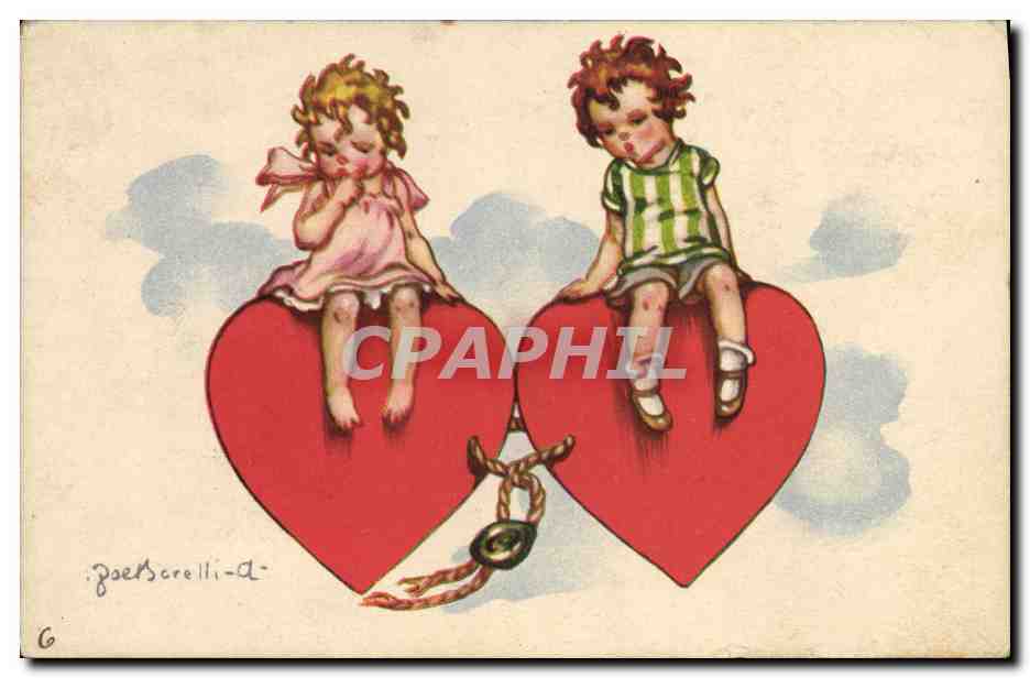 Deux enfants sur des cœurs — Poës Borelli — n° 545-4