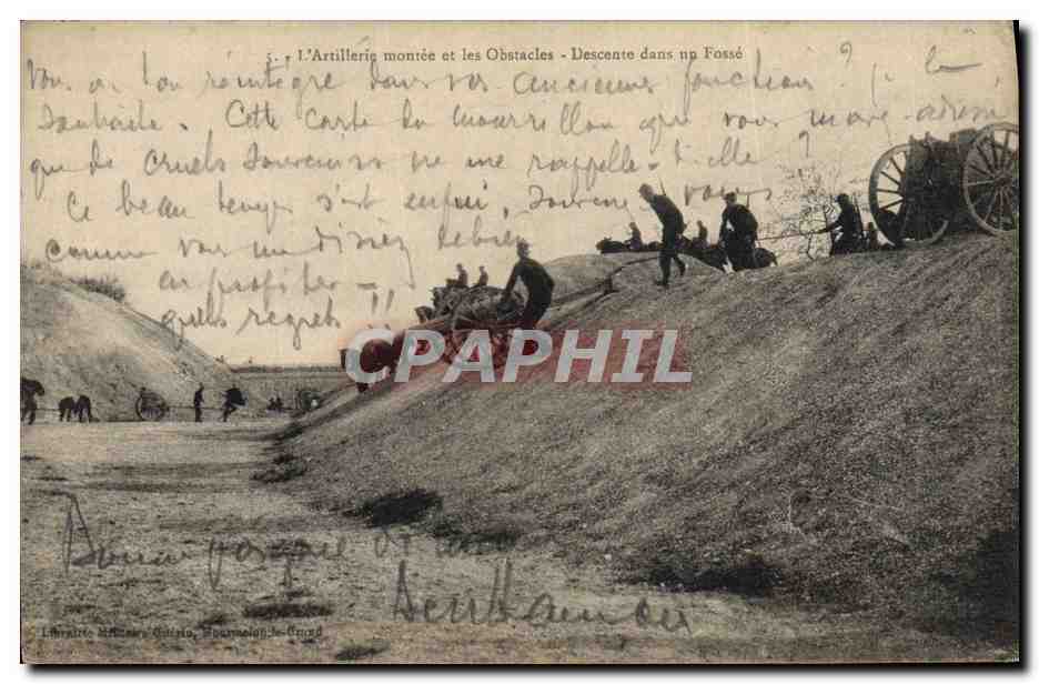 Artillerie montée et les Obstacles - Descente dans un Fossé — Librairie Militaire Galigne, Bourgoin-Jallieu