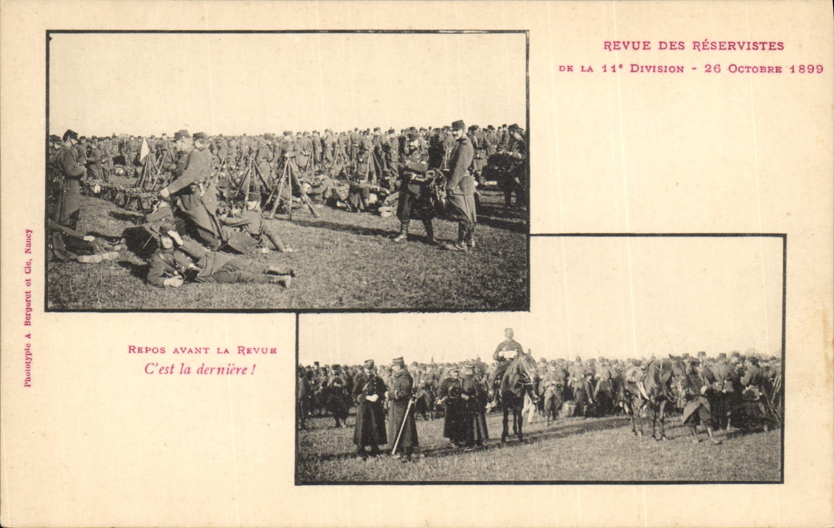 CPA Militaria Revue des Reservistes de la 11eme division 1899 Repos avant la revue 