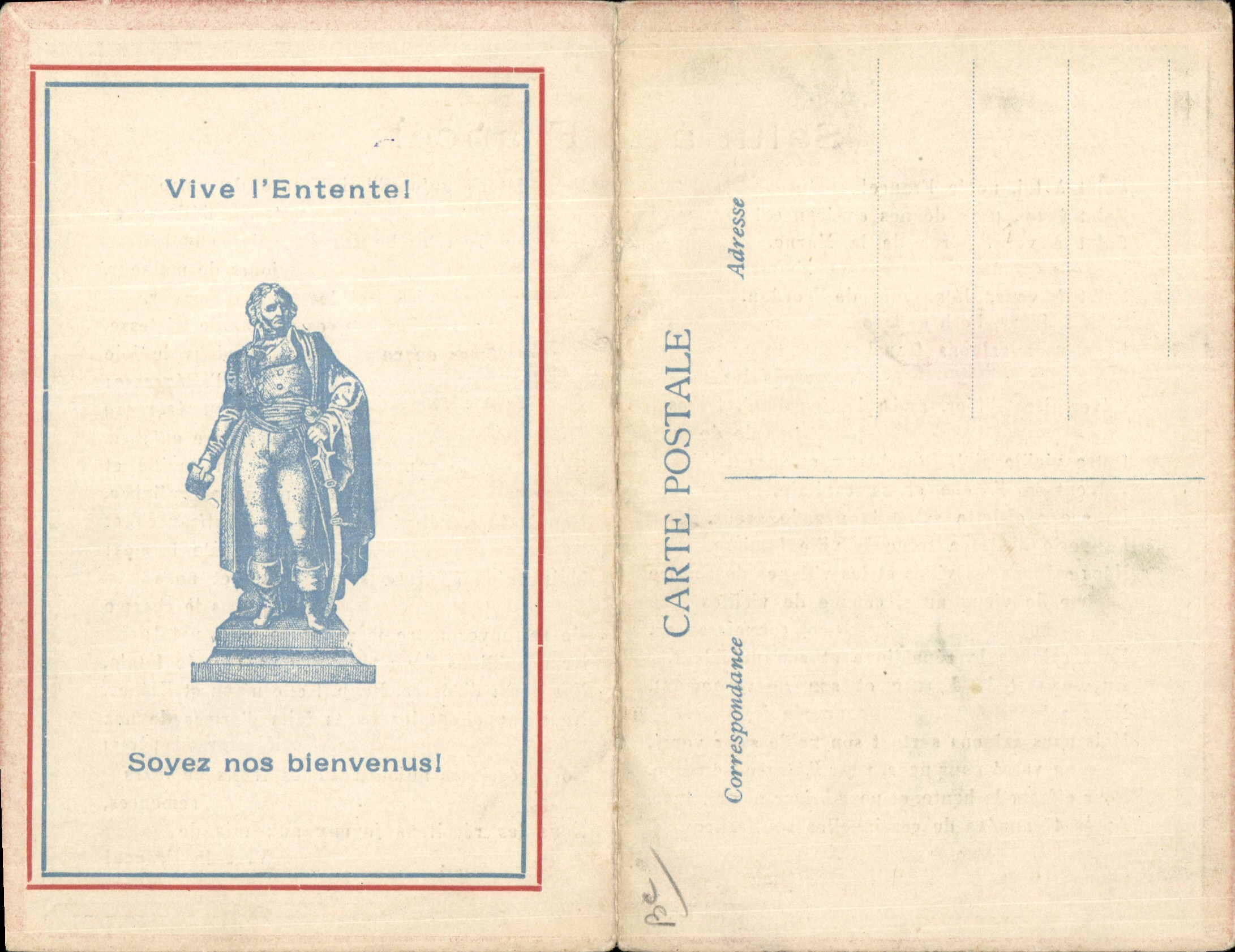 CPA double Militaria Vive l'entente 