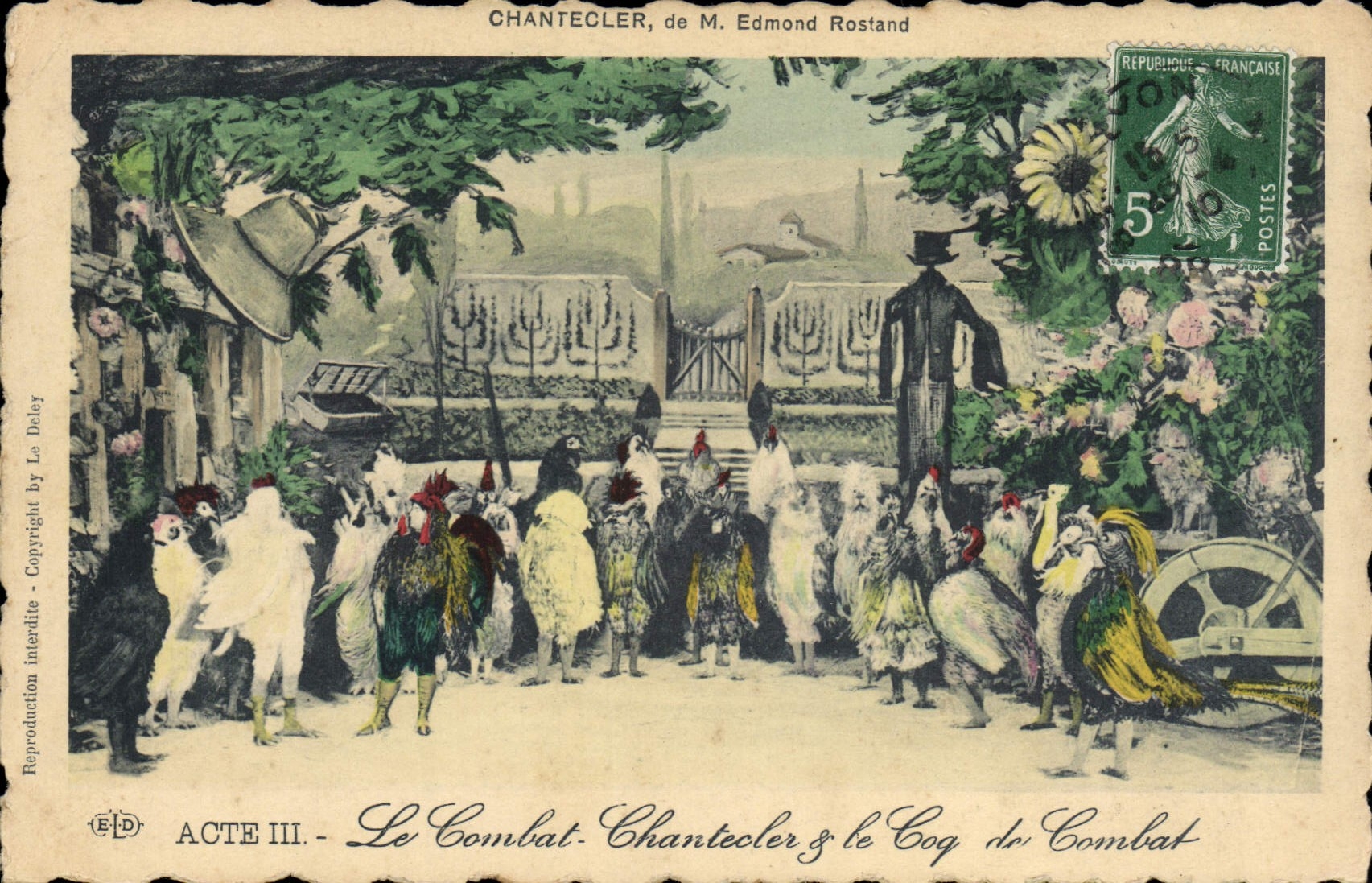 CPA Edmond Rostand Chantecler et le coq de combat Le combat 