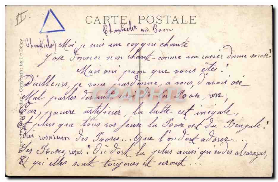 CPA Edmond Rostand Chantecler Le jour de la pintade — Verso