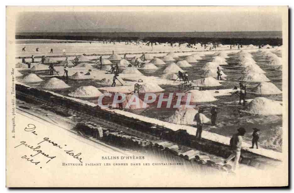 CPA Folklore Marais Salants Salins d'Hyeres Batteurs faisant les gerbes dans les Cristalisoires 