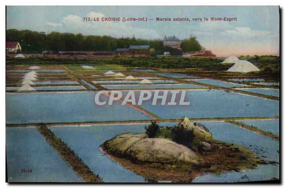 Le Croisic (Loire-Inf.) — Marais salants, vers le Mont-Esprit — F. Chapeau, éditeur Nantes