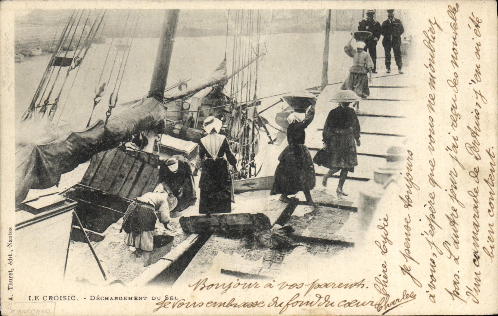 Le Croisic - Déchargement du sel — A. Thurel, édit., Nantes