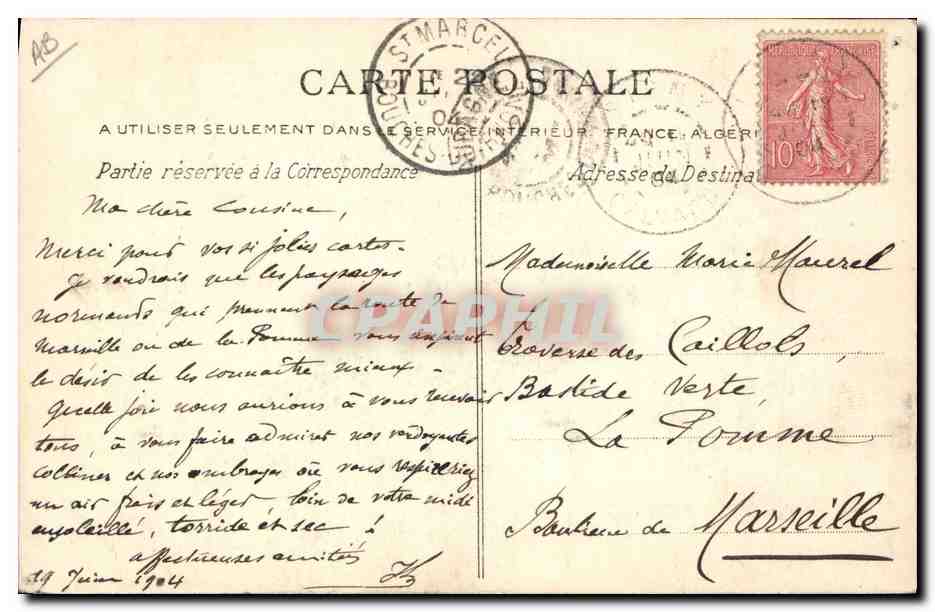 CPA Folklore Normandie Etudes de costumes Fermiere des environs d'Isigny  — Verso