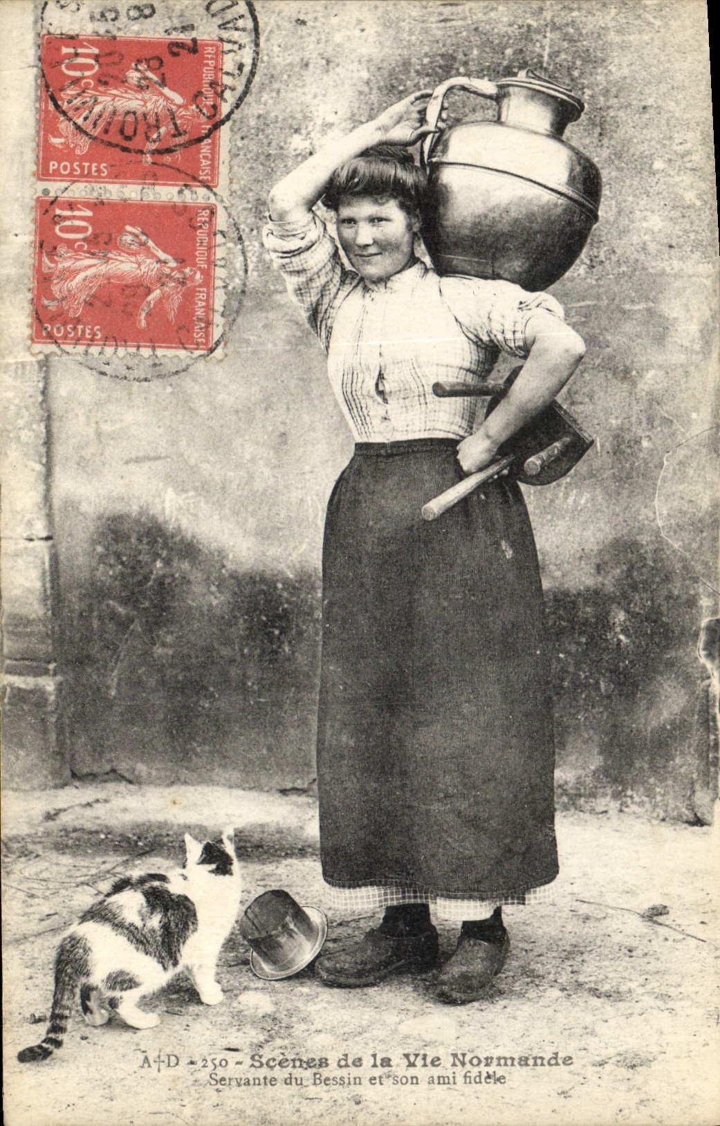 Servante du Bessin et son ami fidèle — Scènes de la Vie Normande — A+D n°250