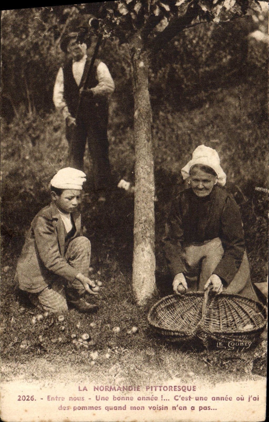 CPA Folklore Normandie Pommes