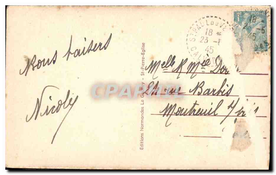 CPA Folklore Normandie Pommes — Verso