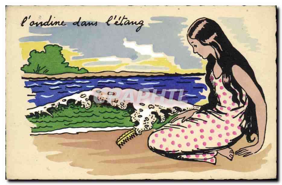 CPA Fantaisie Illustrateur L'ondine dans l'etang