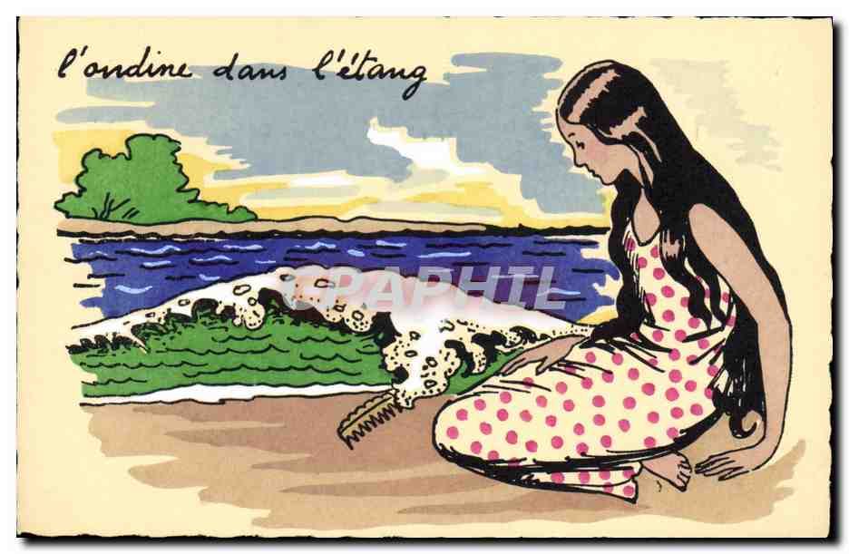 CPA Fantaisie Illustrateur L'ondine dans l'etang
