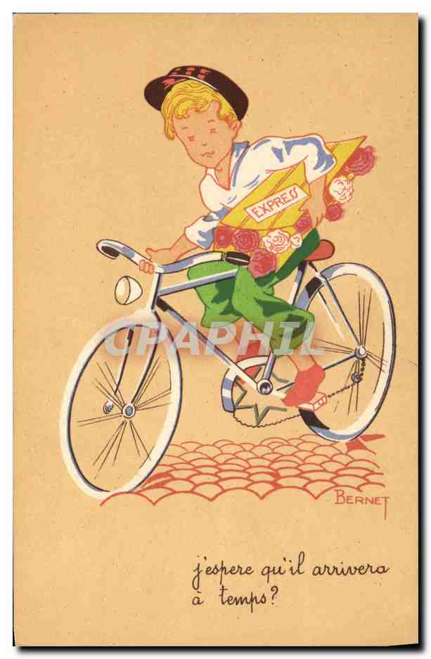 CPA Fantaisie Illustrateur Bernet Velo Cycle 