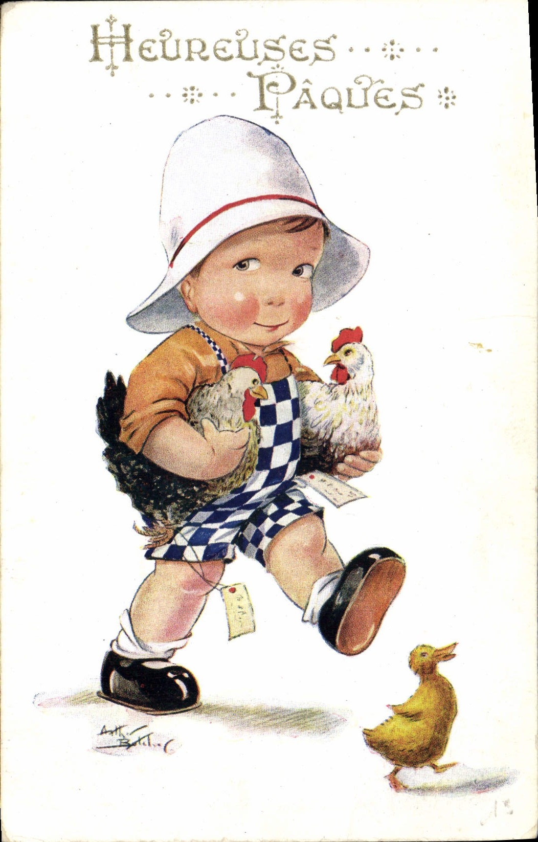 CPA Fantaisie Illustrateur Enfant Paques 