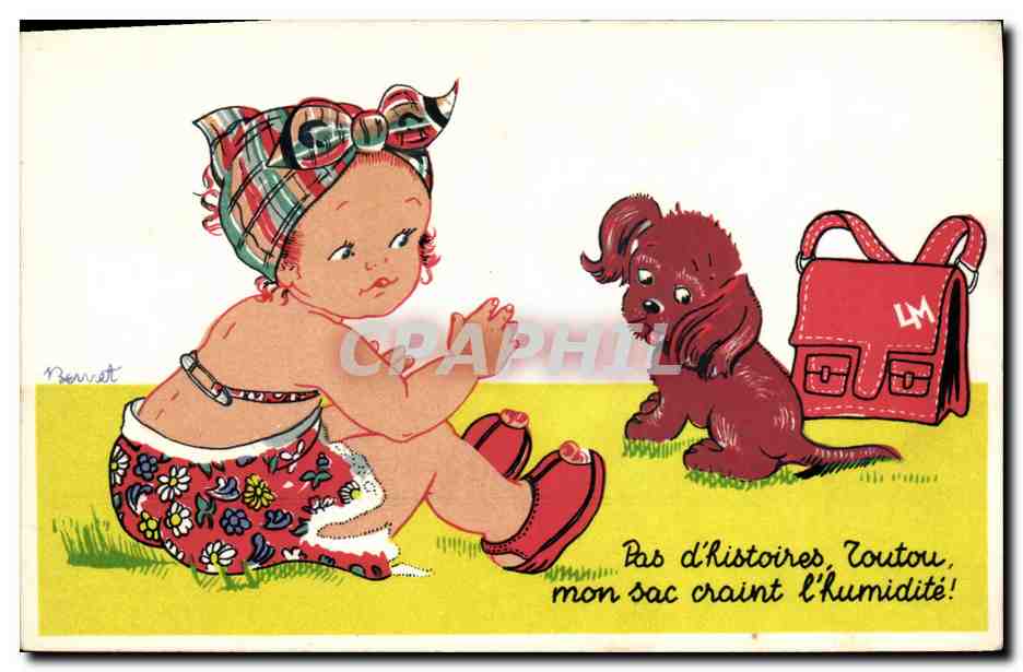 CPA Fantaisie Illustrateur Enfant Chien 