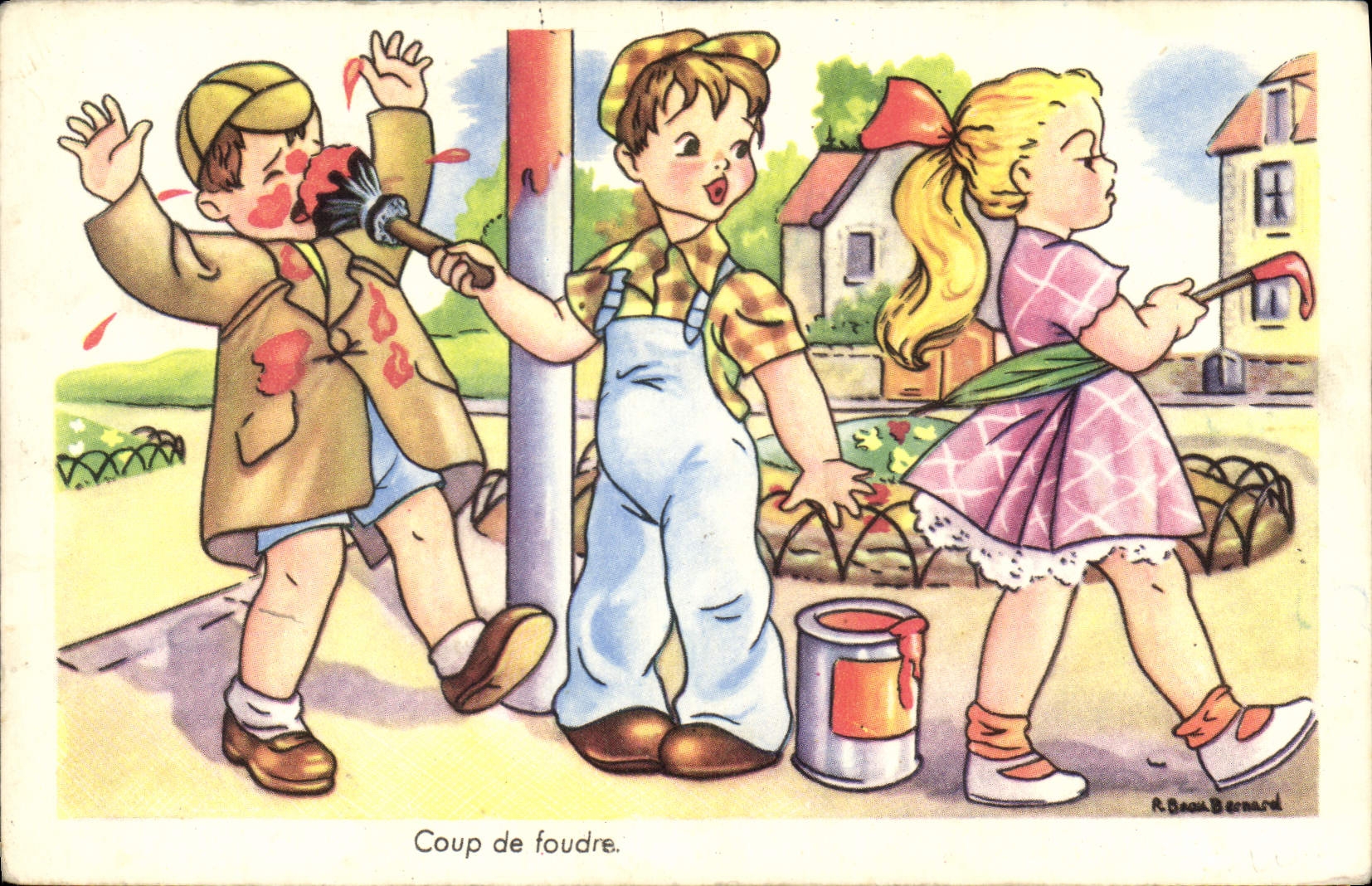 CPA Fantaisie Illustrateur Enfants Coup de foudre 