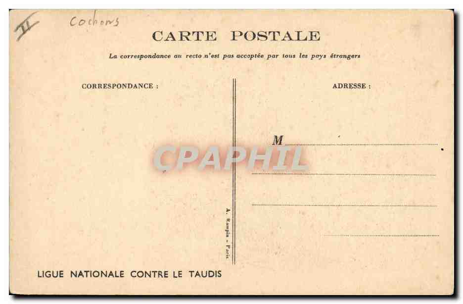 CPA Fantaisie Illustrateur Poulbot Cochon Porc  — Verso