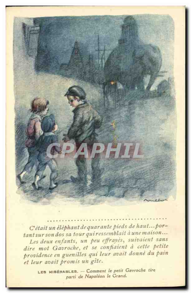 CPA Fantaisie Illustrateur Poulbot Victor Hugo Les Miserables Gavroche 