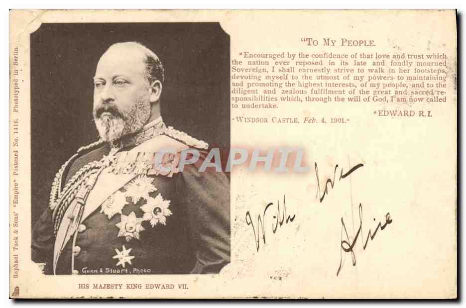 Son Altesse Royale Edward VII — Message royal — Gunn & Stuart Photo, Berlin