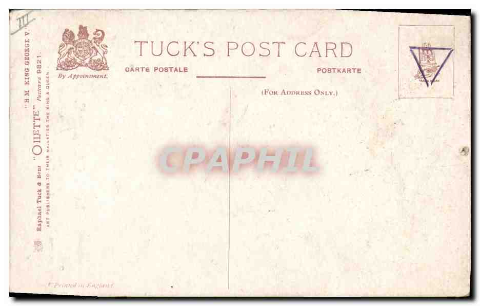 King George V — Portrait en uniforme — Tuck's Post Card n° 8821 — Achterkant