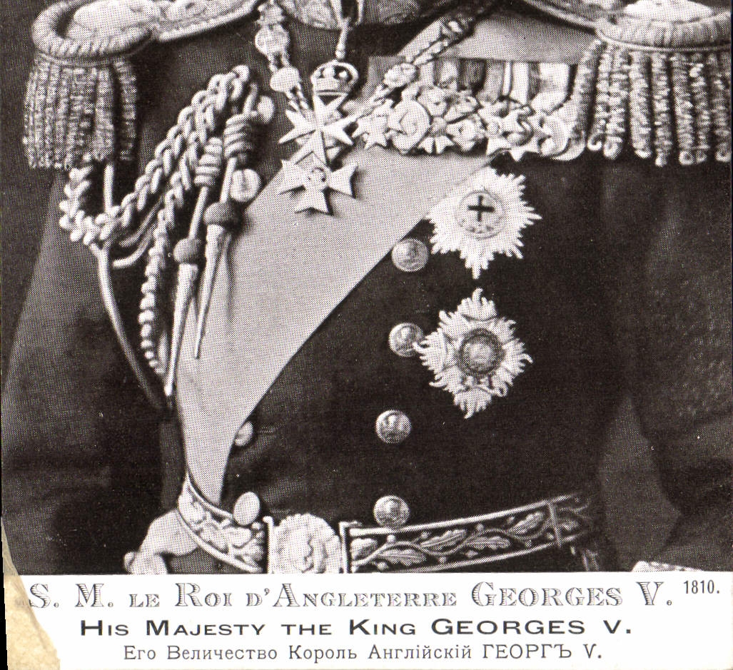S.M. Le Roi d'Angleterre Georges V — détail de décorations — Édition Patriotique, 1914