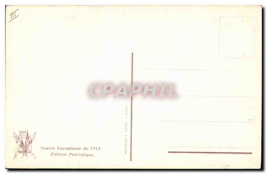 S.M. Le Roi d'Angleterre Georges V — Édition Patriotique de 1914 — Verso