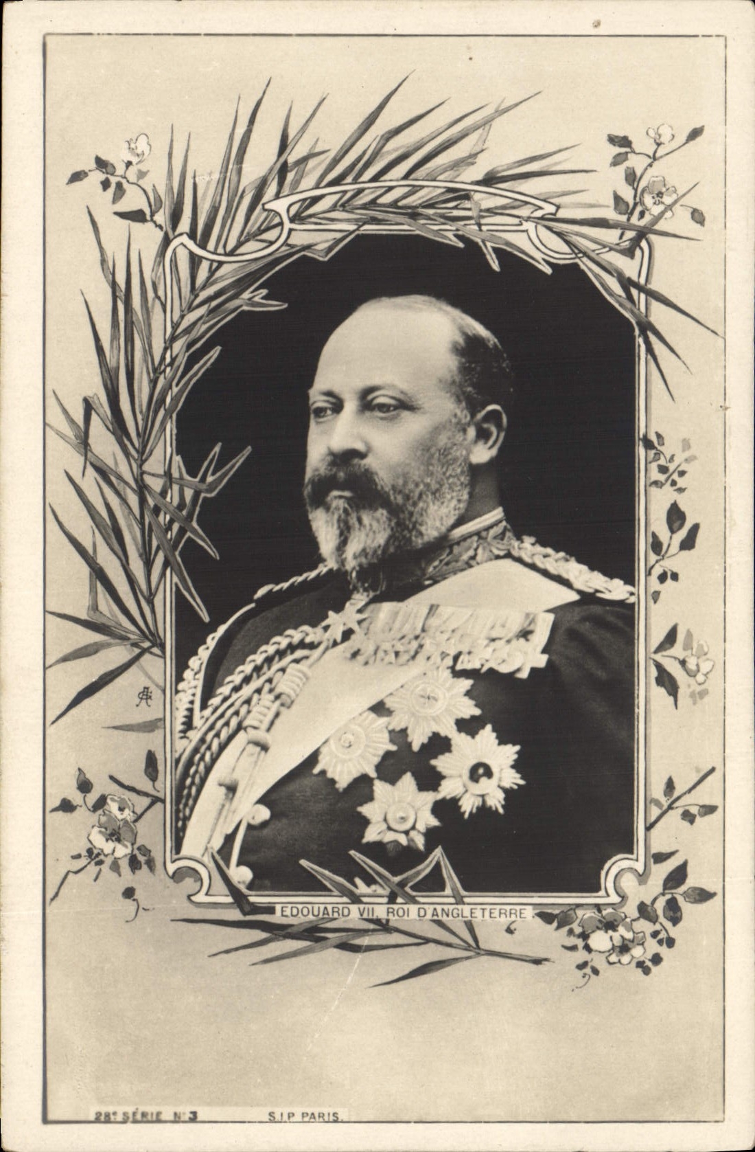 Édouard VII, roi d'Angleterre — portrait en uniforme orné — S.I.P. Paris, 28e série n°3