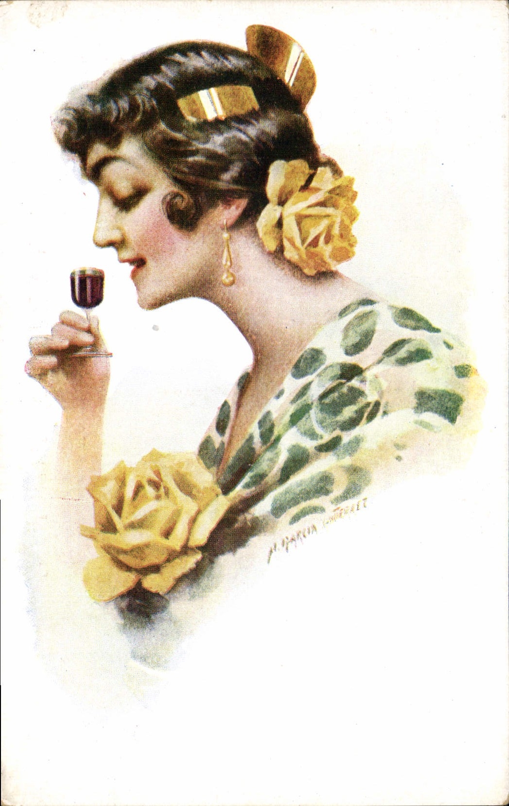 Femme buvant du vin — illustration — J. García Gutiérrez, n° 181