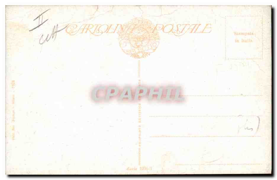 Femme en maillot de bain — plage avec voiles au loin — édition Carlolini Postale, n° 7038 — Rückseite