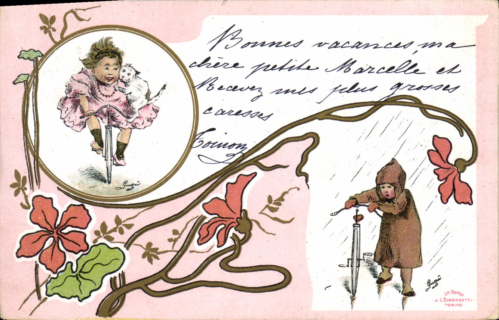 CPA Fantaisie Illustrateur Enfants Velo Cycle 