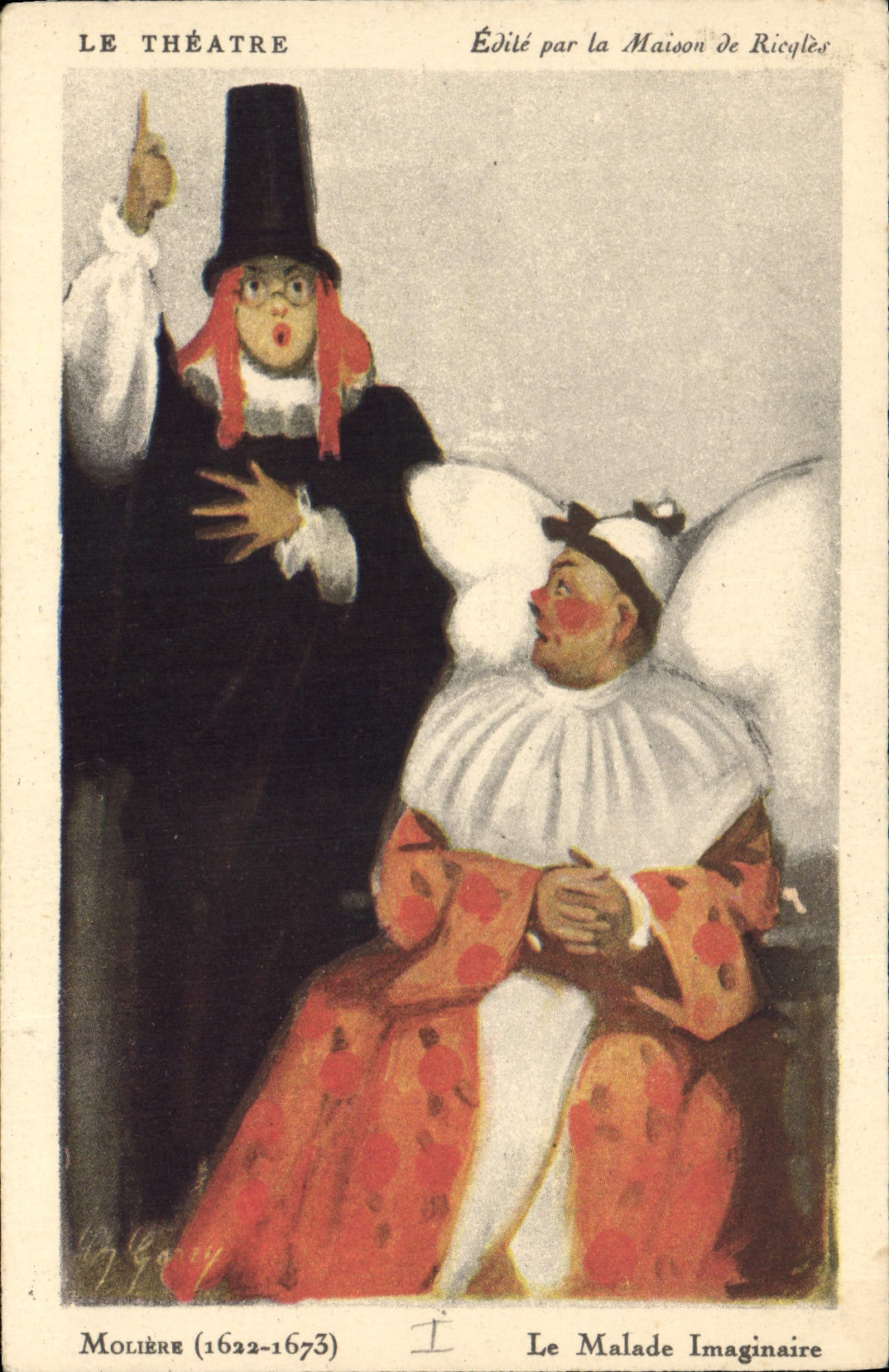 CPA Fantaisie Illustrateur Le theatre Moliere Le malade imaginaire 