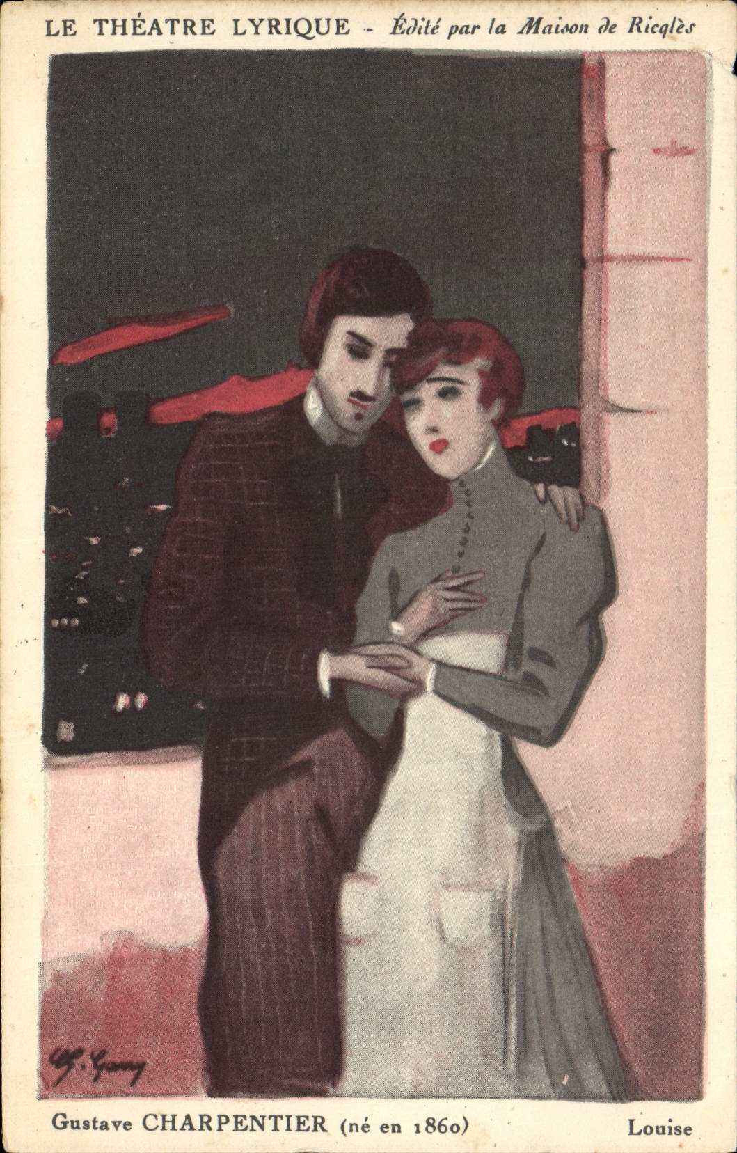 CPA Fantaisie Illustrateur Le theatre lyrique Gustave Charpentier Louise 