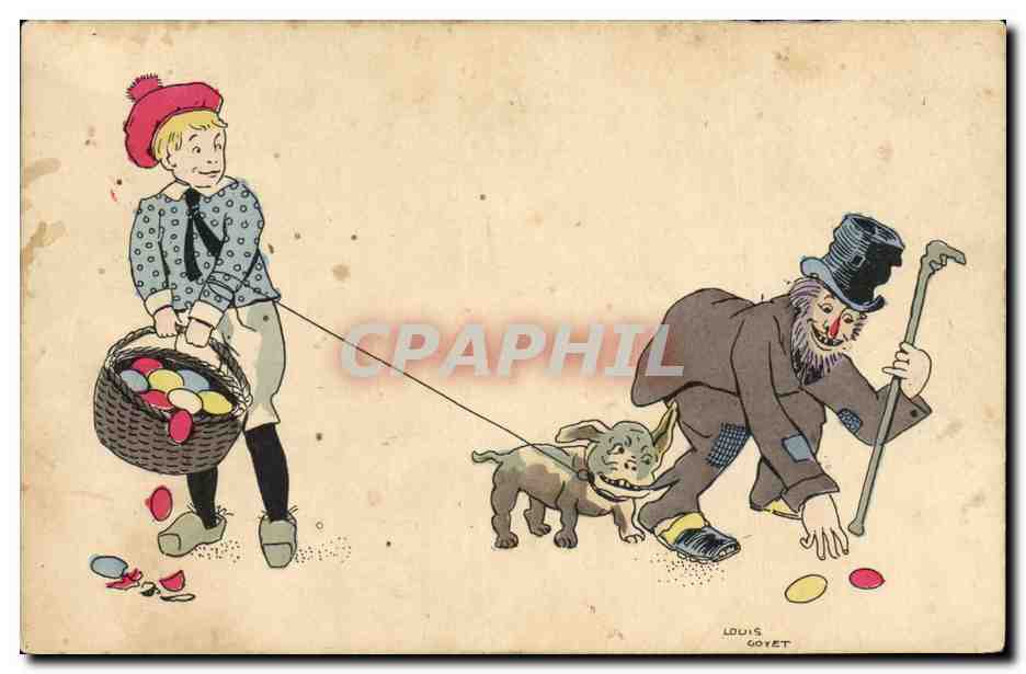 CPA Fantaisie Illustrateur Louis Goyet Chien 