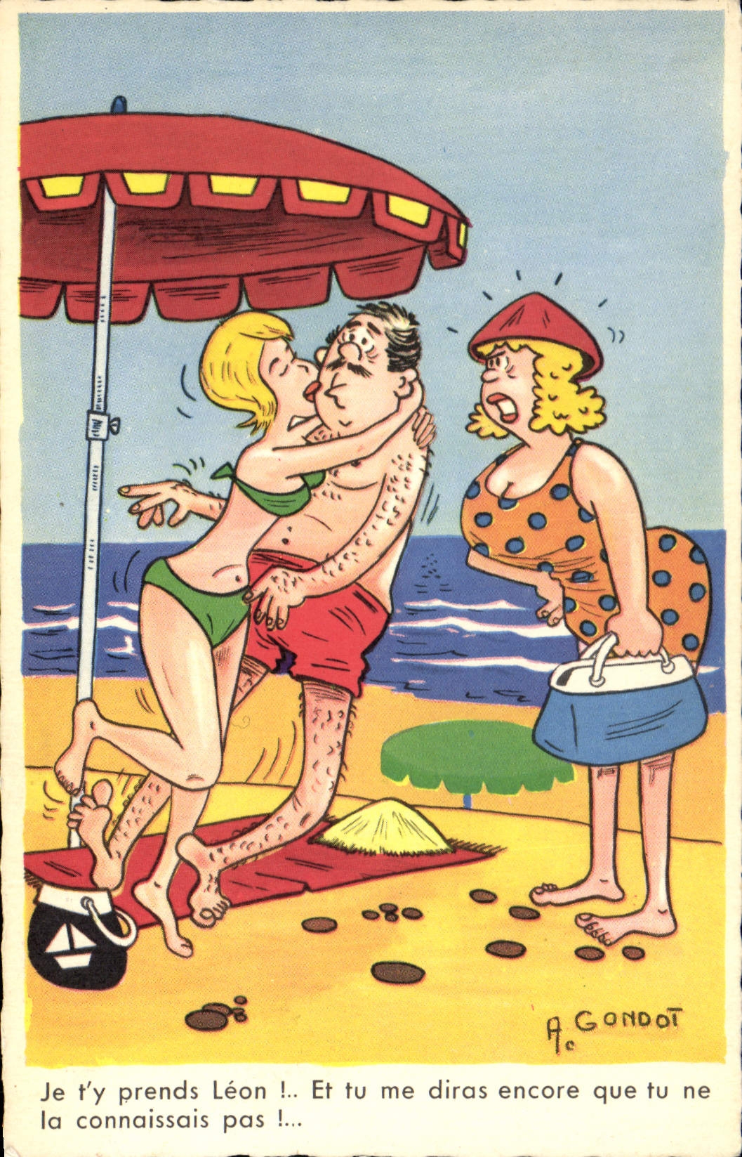 CPA Fantaisie Illustrateur Je t'y prends Leon Gondot 