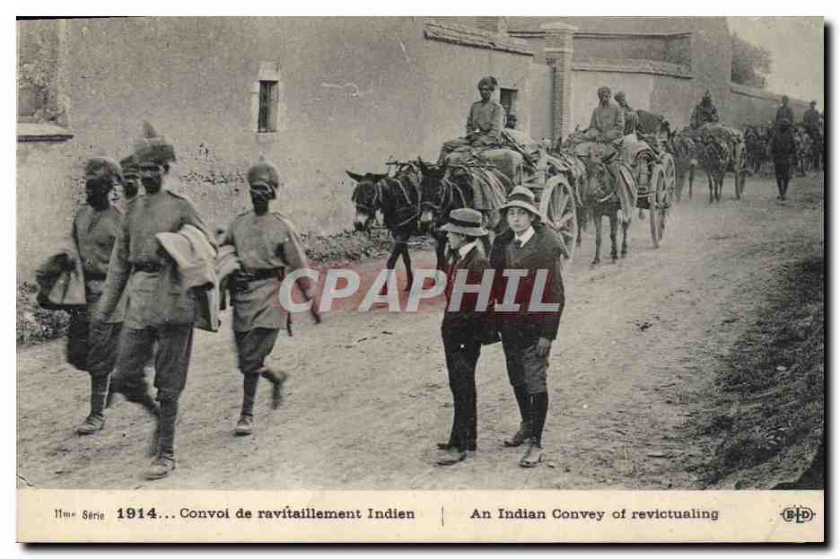 CPA Militaria Convoi de ravitaillement indien 