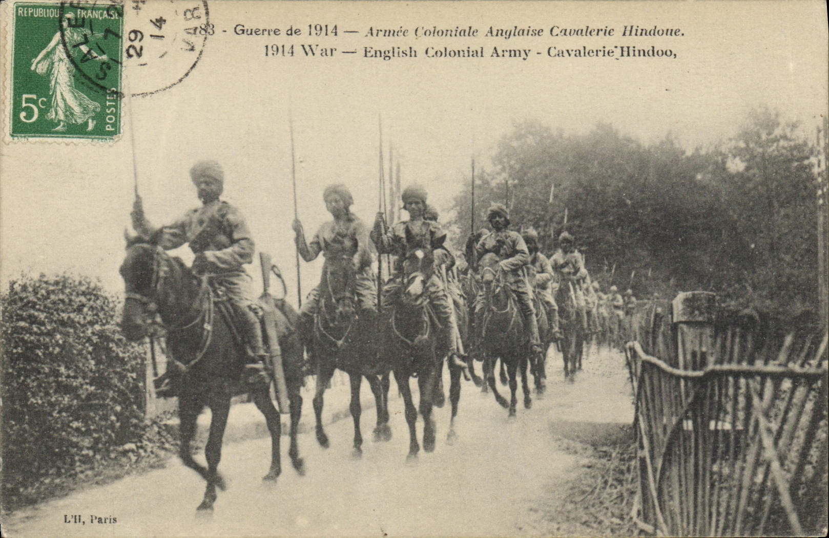 Guerre de 1914 — Armée Coloniale Anglaise Cavalerie Hindoue — L'II, Paris