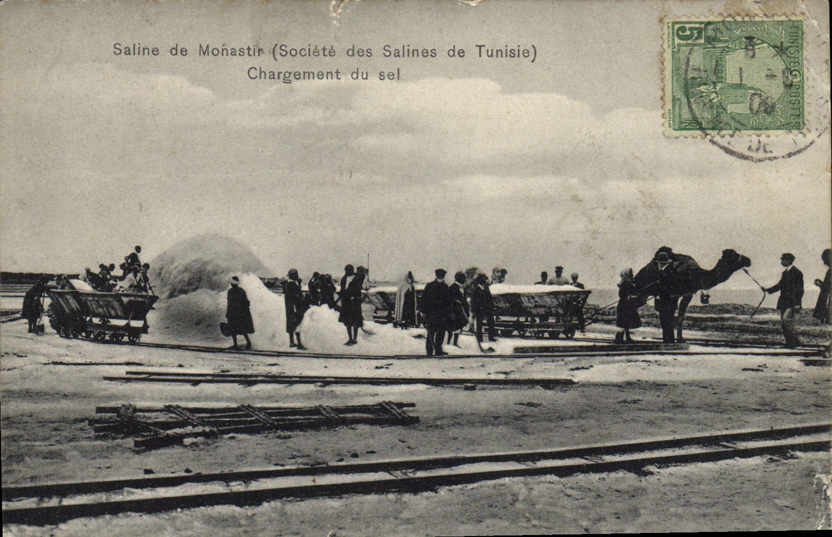 CPA Marais salants Salins de Monastir Chargement de sel