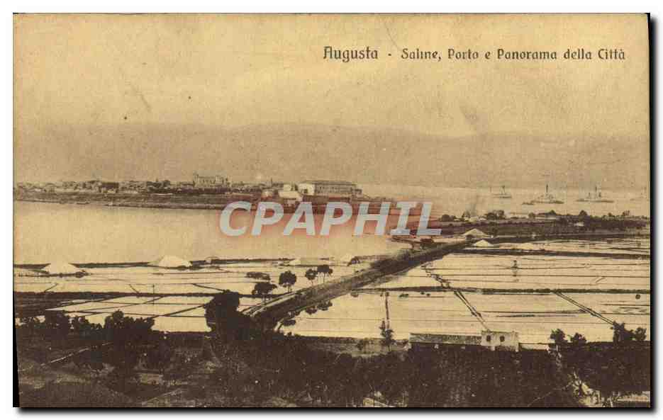 Augusta - Saline, Porto e Panorama della Città — Éd. Roggio Garpare, n° 50231