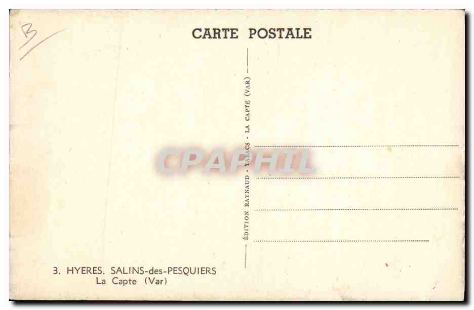 Salins-des-Pesquiers — La Capte (Var) — Édition Raynaud — Reverso