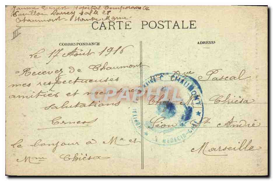 CPA Banque Chaumont La Caisse d'Epargne — Rückseite