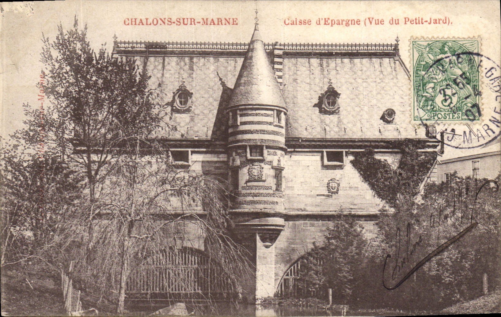 CPA Banque Chalons sur Marne La Caisse d'Epargne Vue du Petit Jard