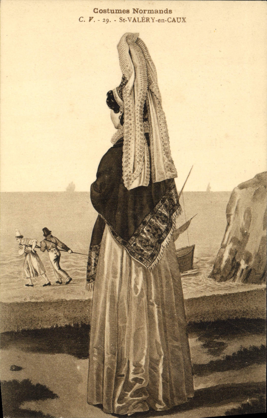 CPA Folklore Normandie St Valery de Caux 