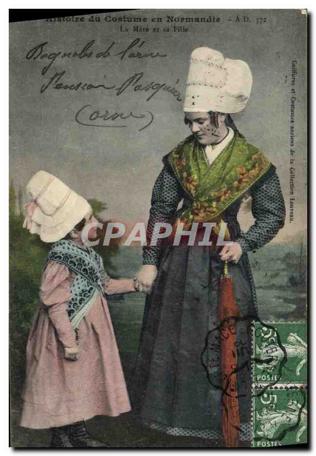 CPA Folklore Normandie La mere et sa fille