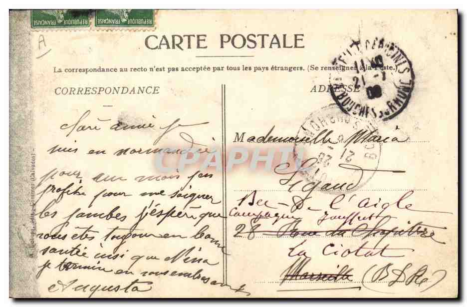 CPA Folklore Normandie La mere et sa fille — Verso
